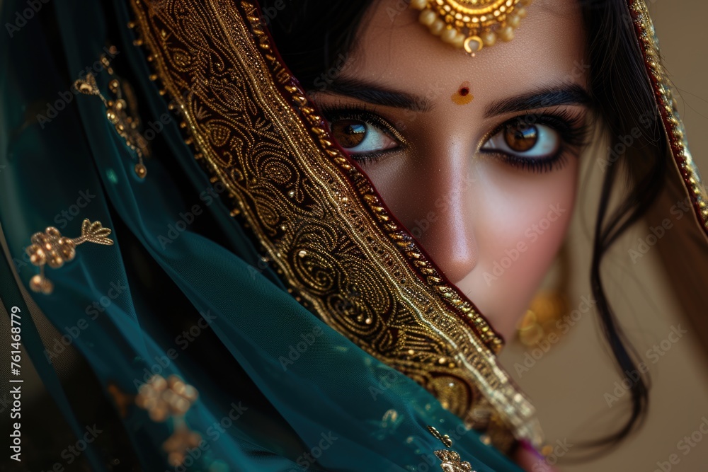 Eastern-style woman wearing traditional jewelry and clothing. Fictional character created by Generated AI. Eastern-style woman wearing traditional jewelry and clothing. Fictional character created by Generated AI.