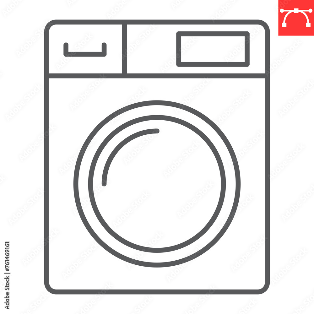 Washing machine line icon, home appliances and laundry, dryer machine vector icon, vector graphics, editable stroke outline sign, eps 10.