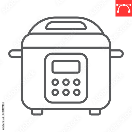 Multicooker line icon, home appliances and kitchen, pressure cooker vector icon, vector graphics, editable stroke outline sign, eps 10.