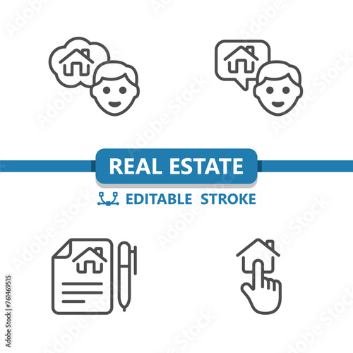 Real Estate Icons. House, Home, Realtor, Contract, Lease, Finger, Hand Icon