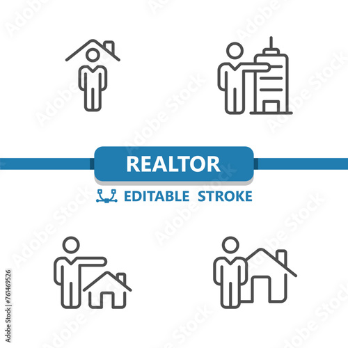 Realtor Icons. Real Estate Agent, House, Home Owner Icon