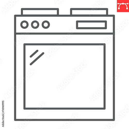 Kitchen oven line icon, home appliances and household, kitchen stove vector icon, vector graphics, editable stroke outline sign, eps 10.