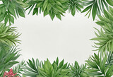A cluster of houseplants as a frame border, copyspace