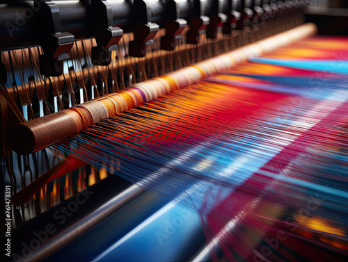 Witness the textile loom's mesmerizing dance, blending vibrant threads with artful precision, epitomizing the harmonious fusion of artistry and engineering