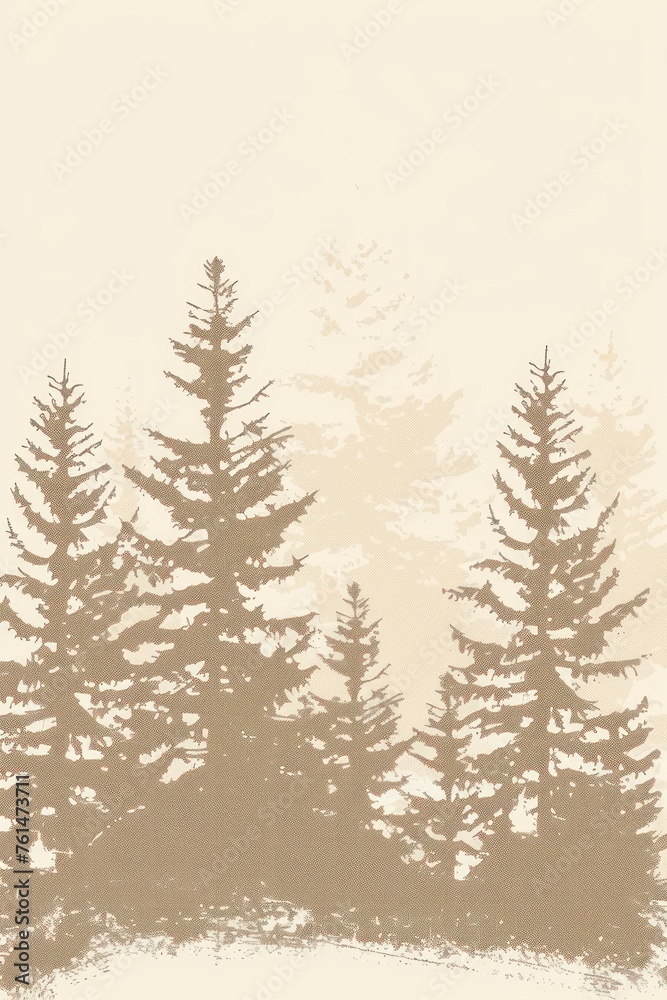 This image features a serene silhouette of evergreen pine trees, creating a warm, calming effect perfect for various design needs