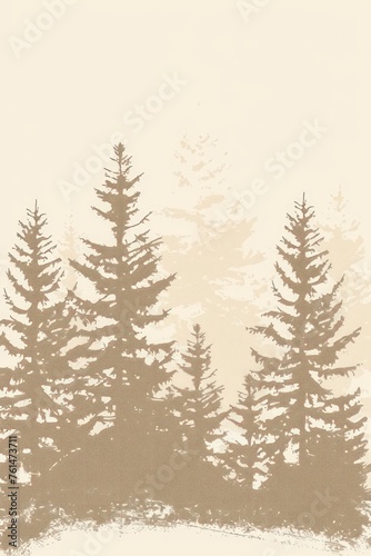 This image features a serene silhouette of evergreen pine trees, creating a warm, calming effect perfect for various design needs