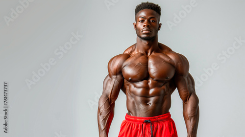 a black bodybuilder with shredded torso