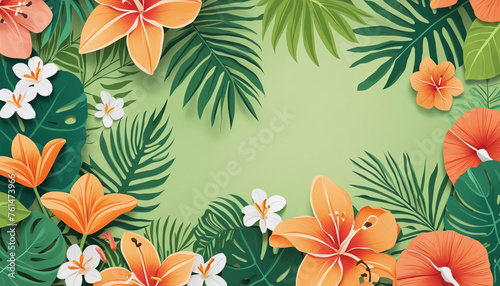 Tropical paper style background and cutouts © Fukurou