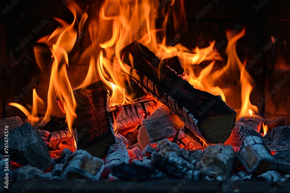 Fire flames on a black background an abstract concept.