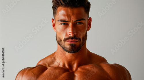 portrait of a beautiful man, male model looking into the camera