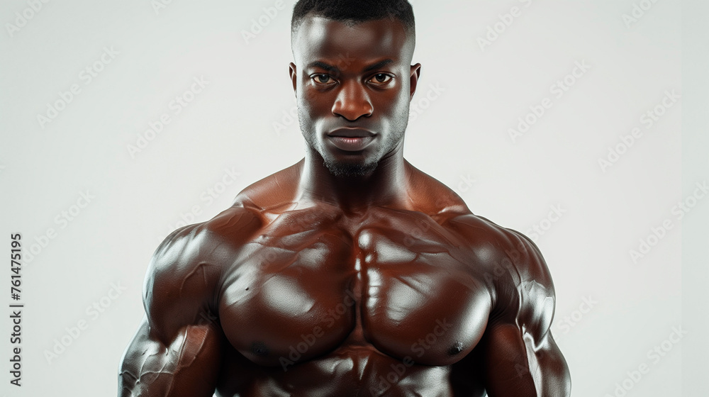 African bodybuilder looking into the camera African bodybuilder looking into the camera