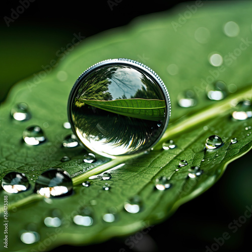 World Photography Day tribute: A dewdrop cradles the reflection of a lens, symbolizing the photographer's distinctive vision and artistry
