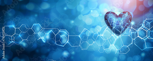 Blue Hexagonal Molecular Structure DNA Science Concept Illustration