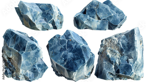 Blue Calcite Crystal: Transparent Isolated Top View Gemstone for Spiritual Healing and Decorative Design