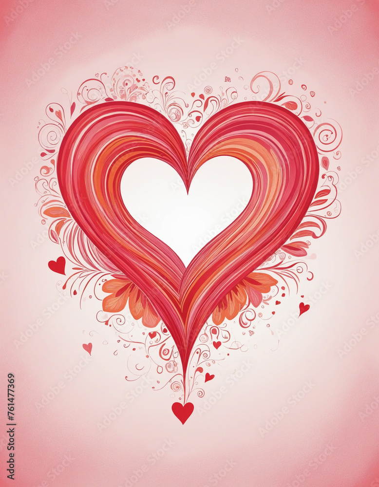 handsketched red coloured pencil valentines heart on transparent background