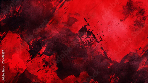 Beautiful Abstract Grunge Decorative Dark Red Stucco Wall Background. grunge background. Black, red ink brush stroke on black background.