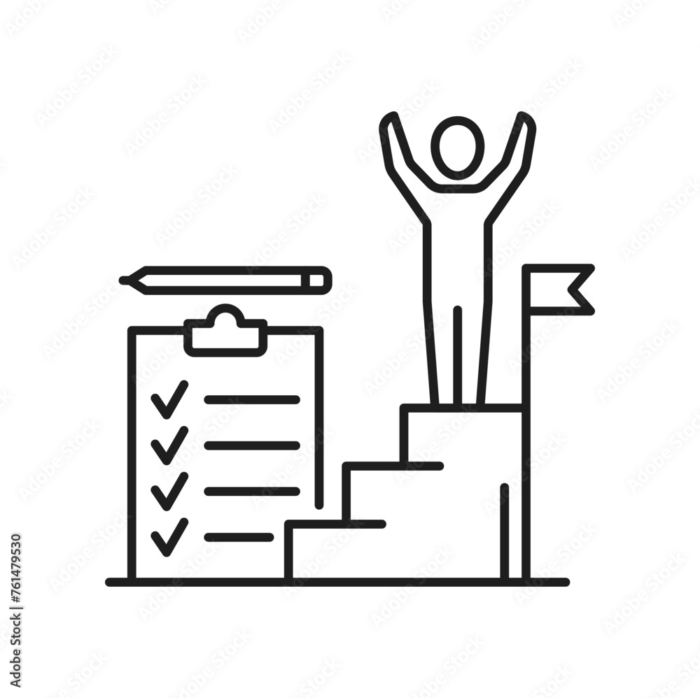 Planning icon, project goals management and schedule, vector line ...