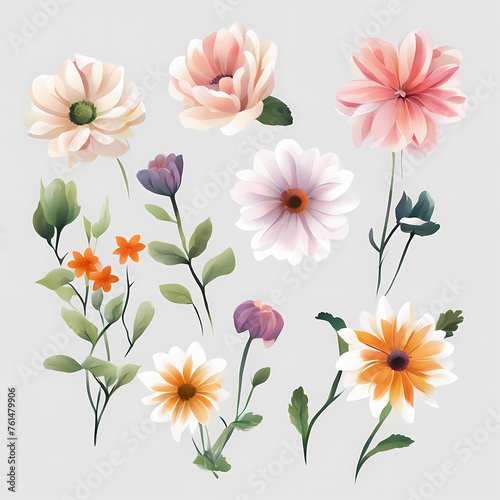 seamless floral pattern   muted colors   with white background 