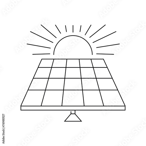 Solar panel color line icon. Renewable energy sources.
