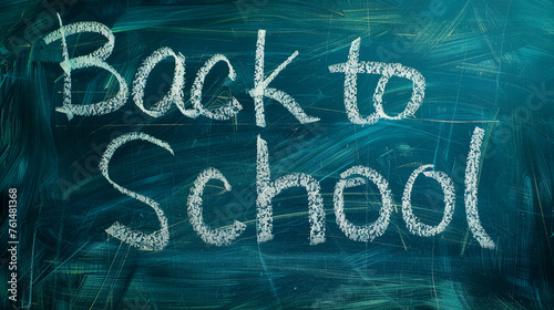 Text written in chalk on a blackboard back to school. First of September, start of classes and learning background