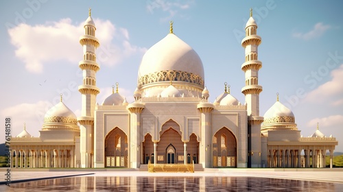 illustration of amazing architecture design of muslim mosque ramadan concept AI photo