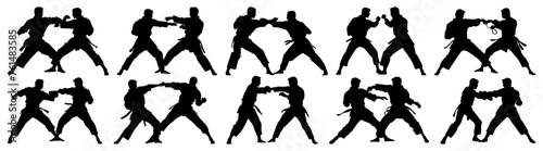 Fighter karate kung fu silhouette set vector design big pack of illustration and icon