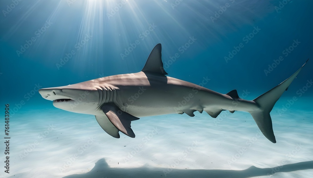 A Hammerhead Shark With Sunlight Filtering Through