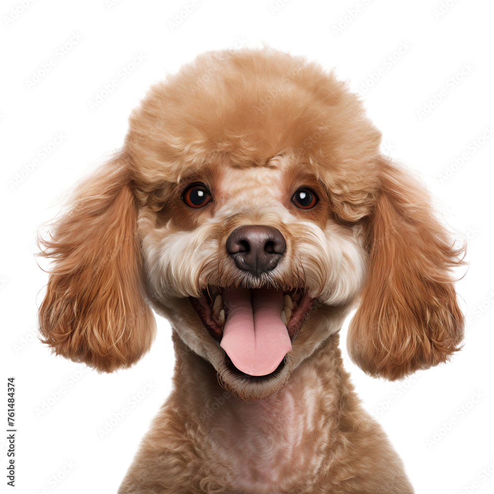 Headshot of adorable young brown poodle puppy, isolated animal on transparent background Headshot of adorable young brown poodle puppy, isolated animal on transparent background