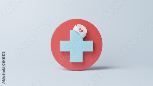 Fototapeta Naklejka Na Ścianę i Meble -  International nurse day, medical help and care concept, happy nurses day on earth with stethoscope to mark the contributions that nurses make to society, copy space for text, 3d rendering illustration