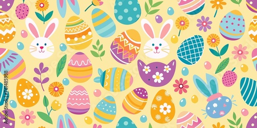 seamless easter pattern banner. Seamless easter pattern background.