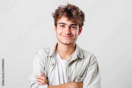 Smiling Handsome Young Man with Folded Arms Portrait