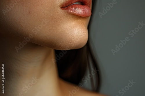 Close-up of a woman's face with closed eyes. Suitable for beauty and relaxation concepts