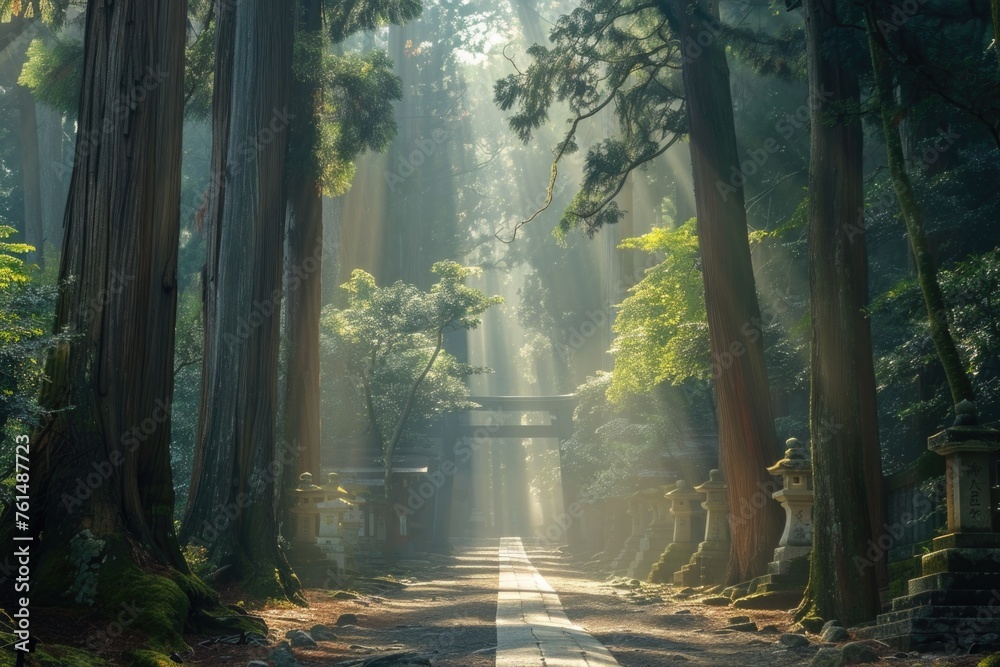 Sunlight filtering through dense forest, great for nature-themed designs