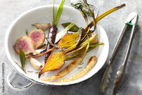 Vegetables on a white plate