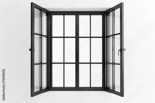 A simple image of an open window on a white wall. Suitable for various design projects