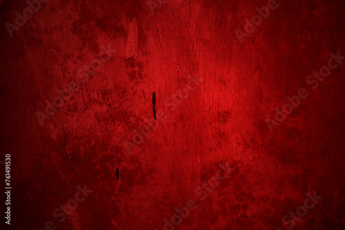 Red wall texture background. scary red wall for background, Old shabby blood paint and plaster cracks. © Jennyfer