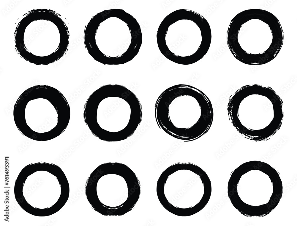 Brush circles. Grunge texture. Hand drawn Round shape. Hand drawn paint brush circle logo frame – for stock, Brush circles. Grunge texture. Hand drawn Round shape. Hand drawn paint brush circle logo frame – for stock,