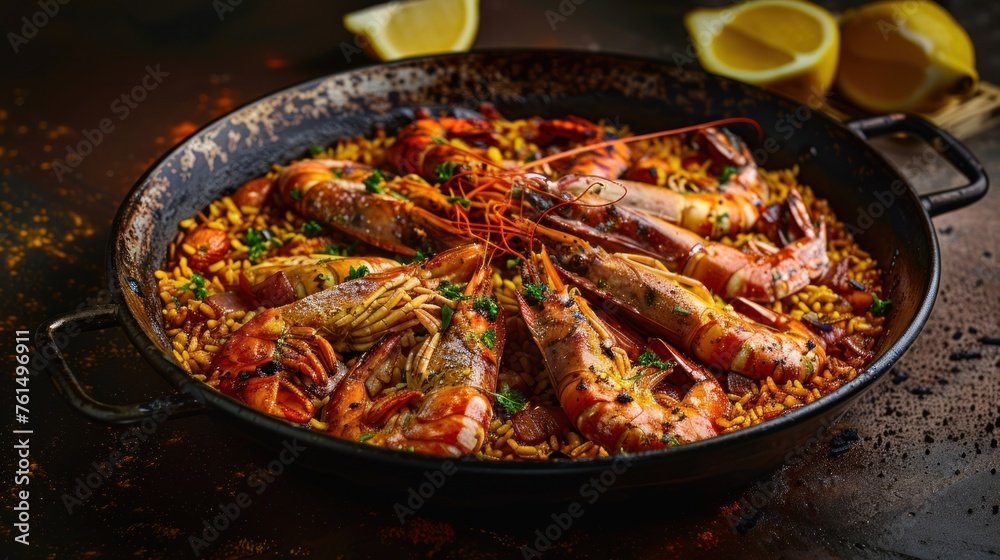 Authentic Spanish Paella with Ibiza Red Shrimp Authentic Spanish Paella with Ibiza Red Shrimp
