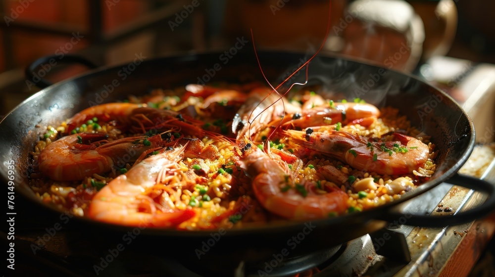 Authentic Spanish Paella with Ibiza Red Shrimp Authentic Spanish Paella with Ibiza Red Shrimp