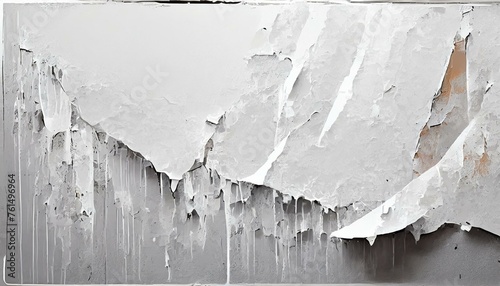 Illustration of white poster paper texture wet and stuck to the wall 