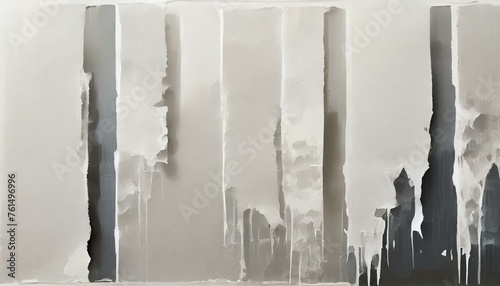 Illustration of white poster paper texture wet and stuck to the wall 