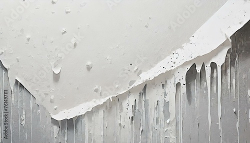 Illustration of white poster paper texture wet and stuck to the wall 