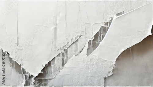 Illustration of white poster paper texture wet and stuck to the wall 