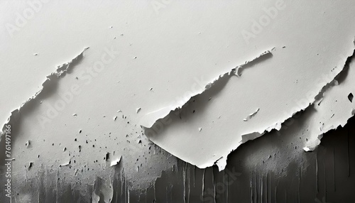 Illustration of white poster paper texture wet and stuck to the wall 