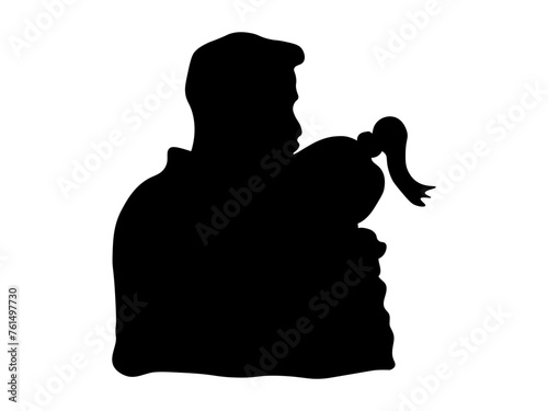 Silhouette,shadow,black and white logo, dad and daughter