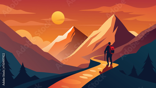 man climbing a mountain path