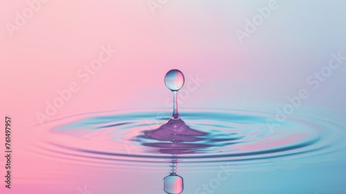 a drop of water in perfect shape that falls into the water