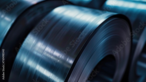 Detailed view of a steel roll. Suitable for industrial concepts
