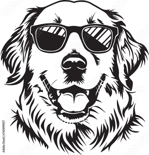 funny golden retriever dog with glasses