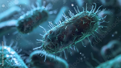 Microbiology illustration of vibrant E. coli bacteria